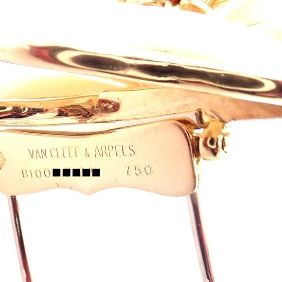 Van Cleef & Arpels Clématite 18k Yellow Gold Diamond Mother of Pearl Pin Brooch - Picture 8 of 9